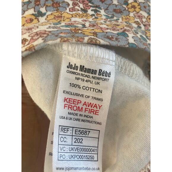 JoJo Maman Bebe 100% Cotton Peter Pan Collared Ditsy Floral Dress 3-4 Mustard - Picture 5 of 6